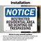 Signmission Restricted Residential Area No Hunting Or OSHA Notice Sign, Vinyl Decal, 14in W x 10in L, 2PK OS-2PACK-NS-D-1014-L-18091 - alternate 3